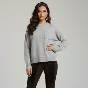 One Teaspoon Classic Cotton Chunky Knit Sweater Gray Marle Oversized Size XXS
